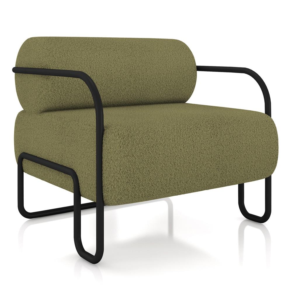 Poltrona Moscou K01 Bouclê Verde: Estilo Industrial Moderno