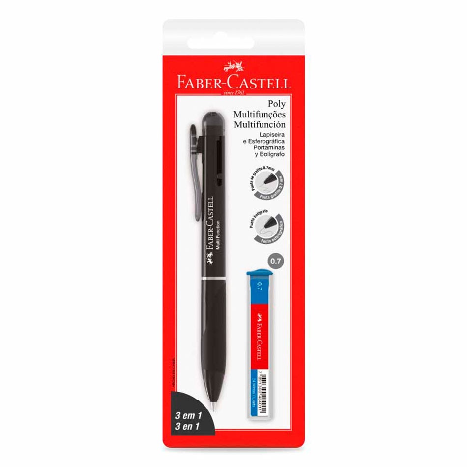 Poly 3 em 1 Faber-Castell: Lapiseira + 2 Canetas