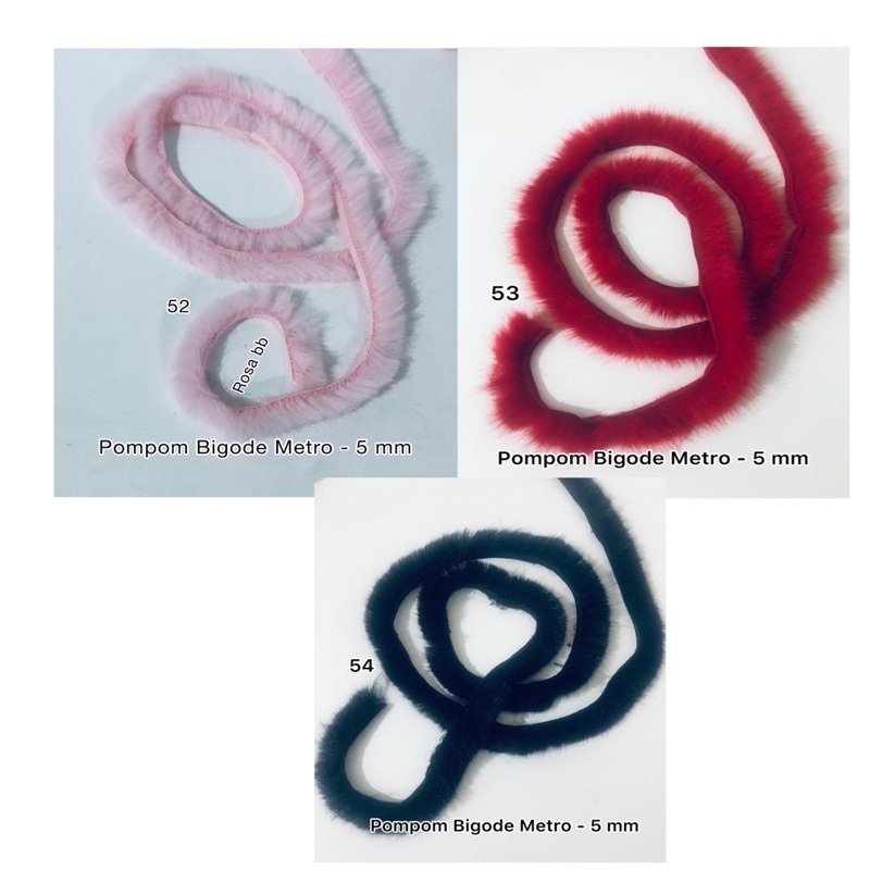 Pompom Bigode 5mm em Metro – Ideal para Laços e Tiaras