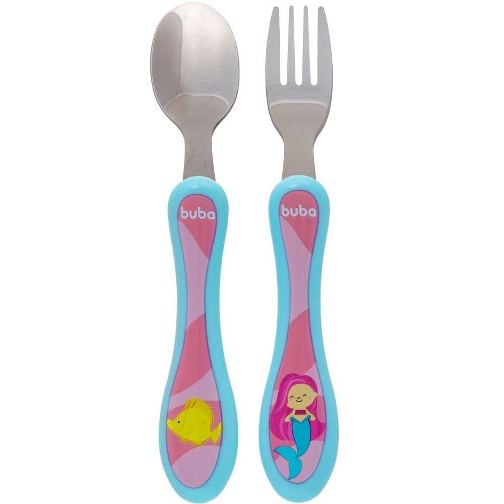 Kit Talheres Aventuras Sereia - Design Anatômico com Ponta em Aço Inoxidável