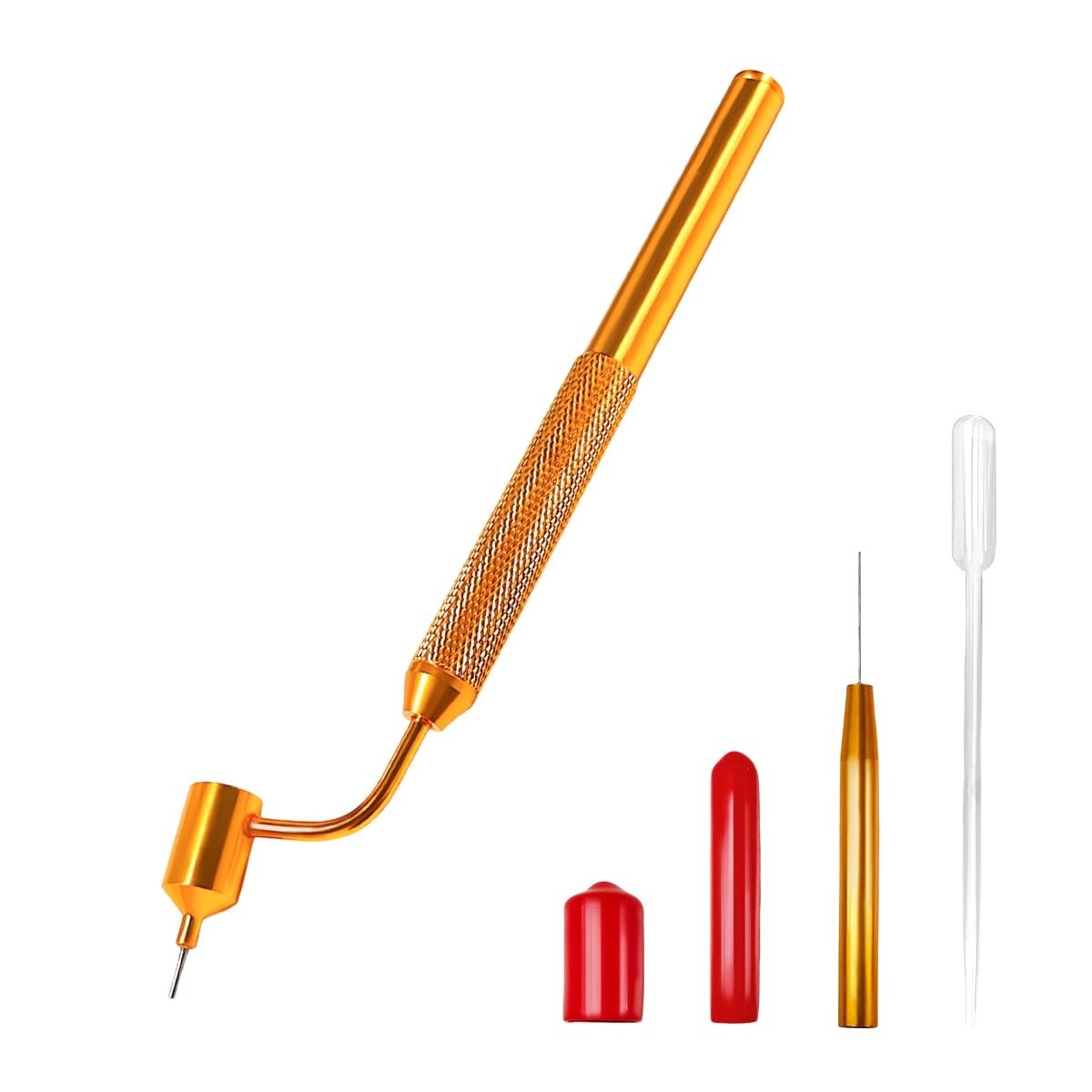 Caneta Aplicadora de Tinta de Precisão 0,5mm com Ponta Inclinada - Recarregável e com Detalhes em Latão Dourado