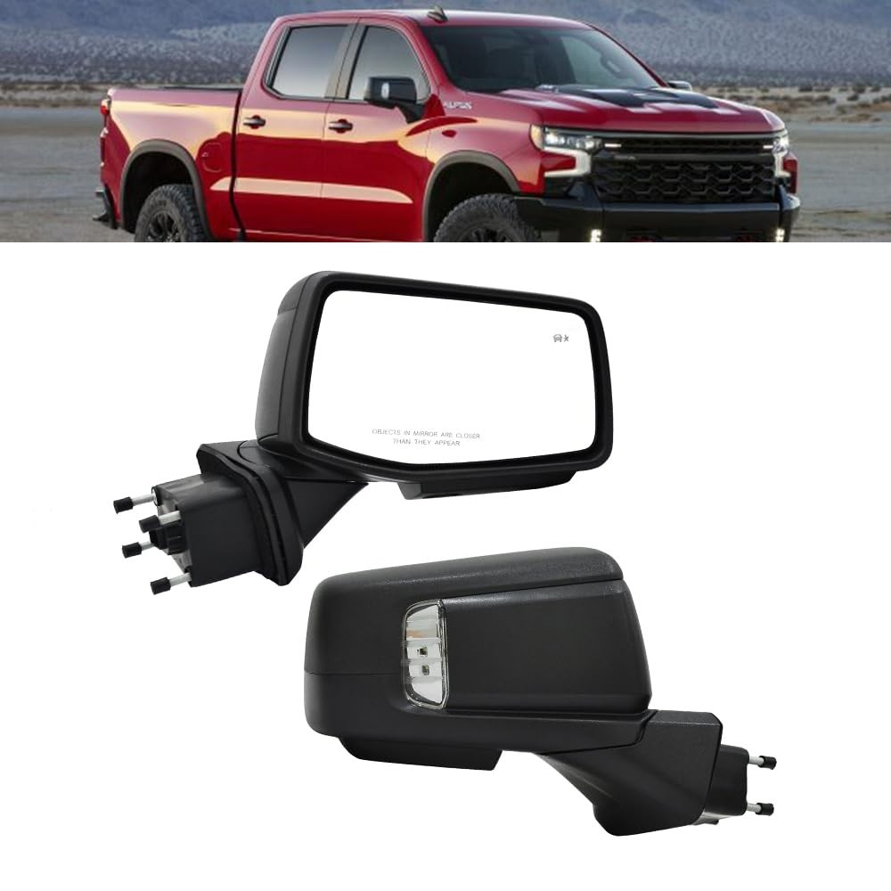 Retrovisor Elétrico Chevrolet Silverado 2019-2024 - Aquecido, Dobrável, Seta e Ponto Cego