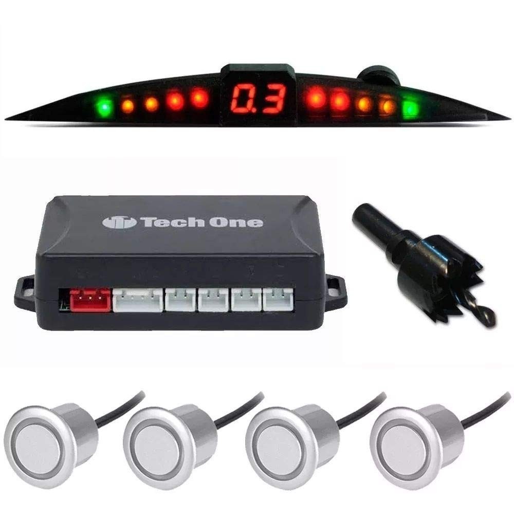 Sensor de Estacionamento Tech One Prime Prata 4 Pontos: Estacione com Confiança!