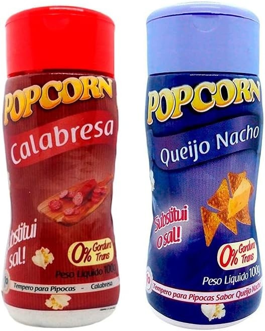 Temperos P/ Pipoca Popcorn Cx 12 Frascos. 6 Calabresa - 6 Queijo Nacho