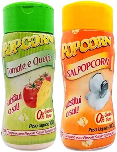 Temperos P/ Pipoca Popcorn Cx 12 Frascos. 6 Tomate e Queijo - 6 Sal Popcorn