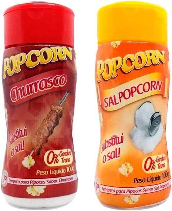 Temperos P/ Pipoca Popcorn Cx 12 Frascos. 6 Churrasco - 6 Sal Popcorn
