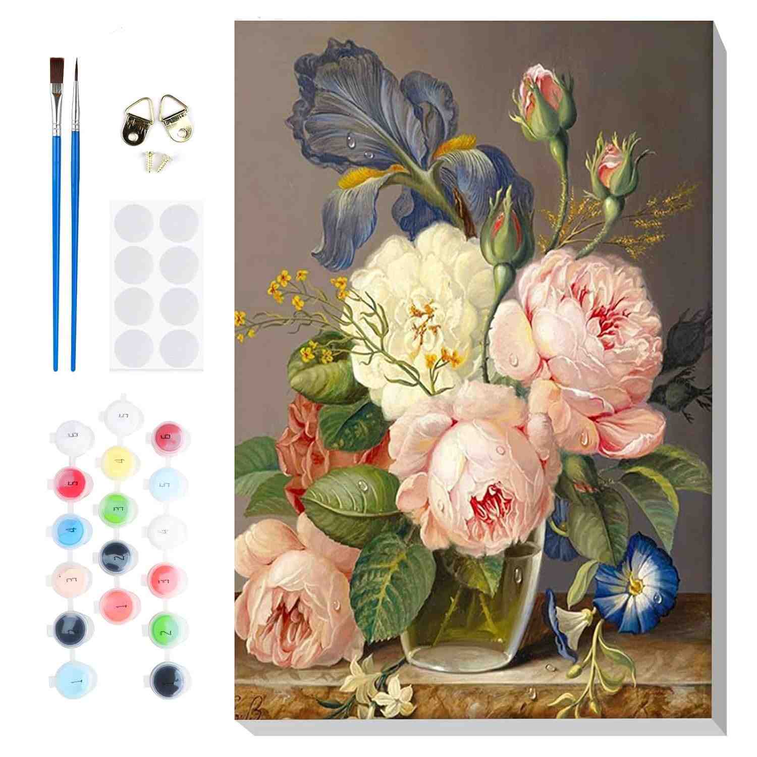 Bowetile Pintura por Números para Adultos - Kit Completo com Tela e Tintas Acrílicas