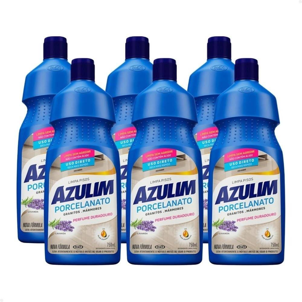 Kit 6 Limpa Porcelanatos, Grânitos e Mármores Lavanda 750ml – Brilho e Perfume de Lavanda para Suas Superfícies