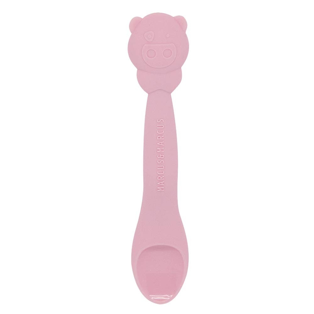 Colher em Silicone Porquinho Marcus e Marcus Rosa - Segura e Divertida para Bebês