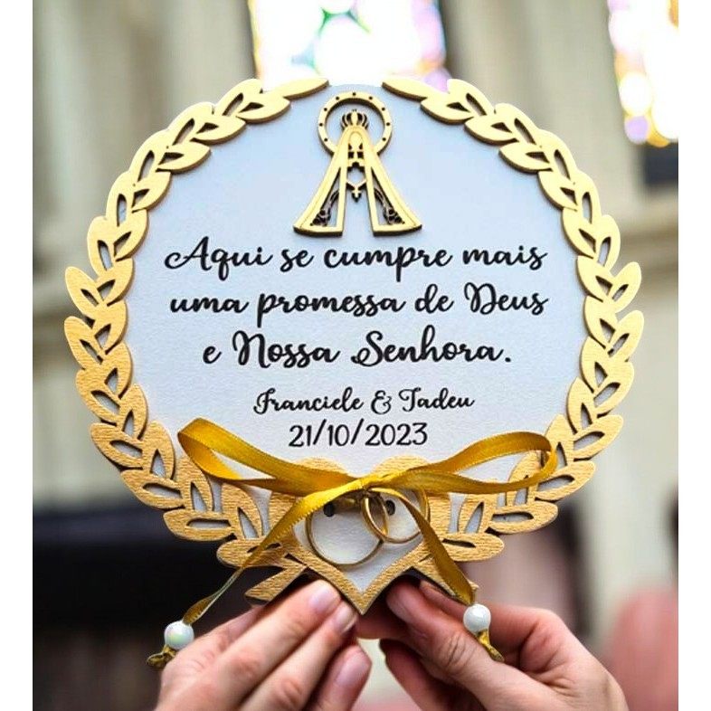 Porta Alianças Personalizado para Casais - Nossa Senhora