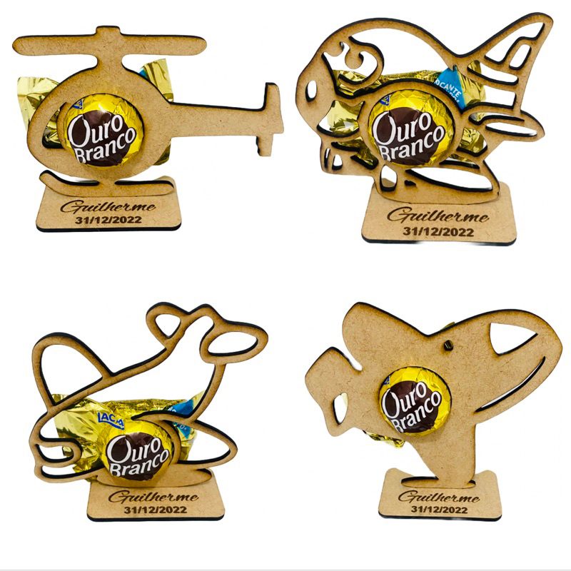 Porta Bombom Personalizado: Aviões e Helicópteros em MDF Cru