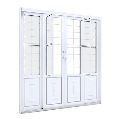 Porta de Aço Branca 213x200 com Grade Quadrada e Postigo
