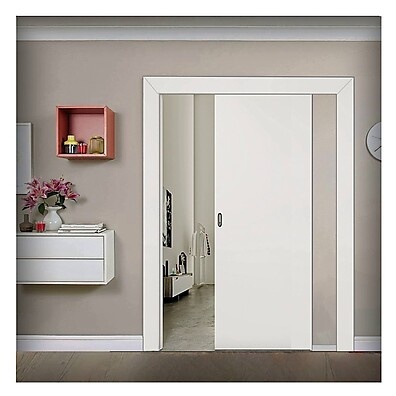 Porta de Correr Branca 210x80cm: Kit Completo Moldufama
