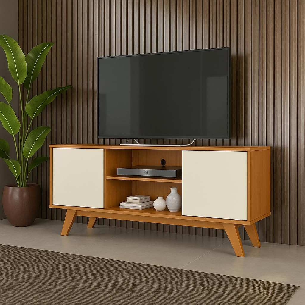 Rack Estante Multifuncional para Sala de Estar com Prateleiras, Porta e Organização Moderna