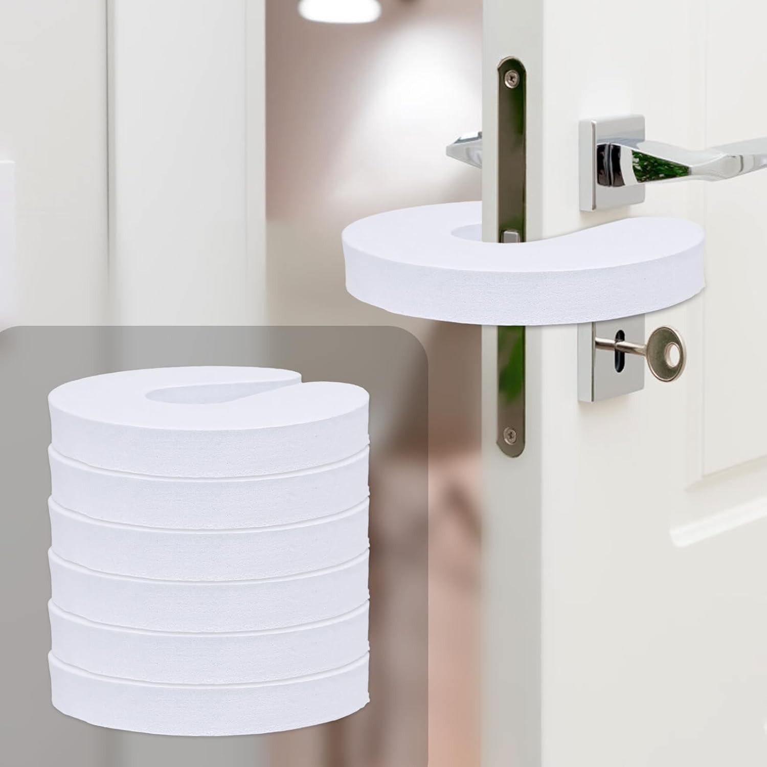 Pacote com 6 Batentes de Porta Resistentes com Espuma Macia Anti-Batida - Proteção Total para Dedos e Móveis
