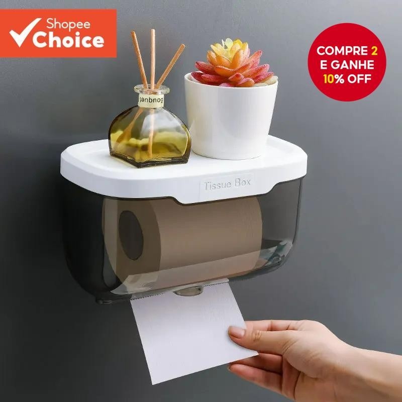 Porta Papel Higiênico Cinza: Sem Furos, À Prova D'água!