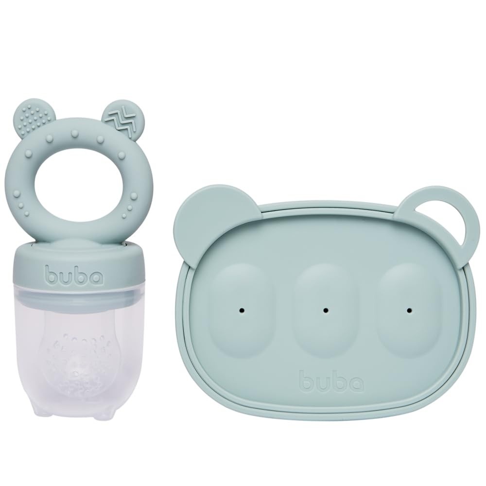 Kit Porta-Frutinhas e Forminha em Silicone Verde - Ideal para Introdução Alimentar e Sorvetes