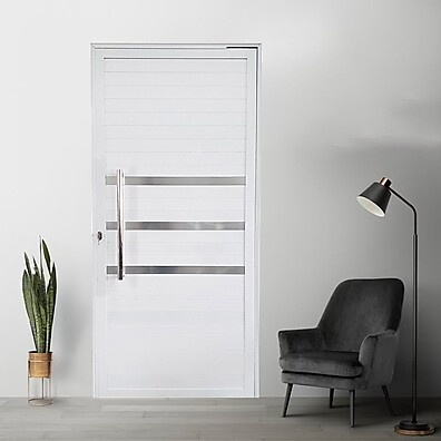 Porta Pivotante 210x120cm Branca com Puxador Inox