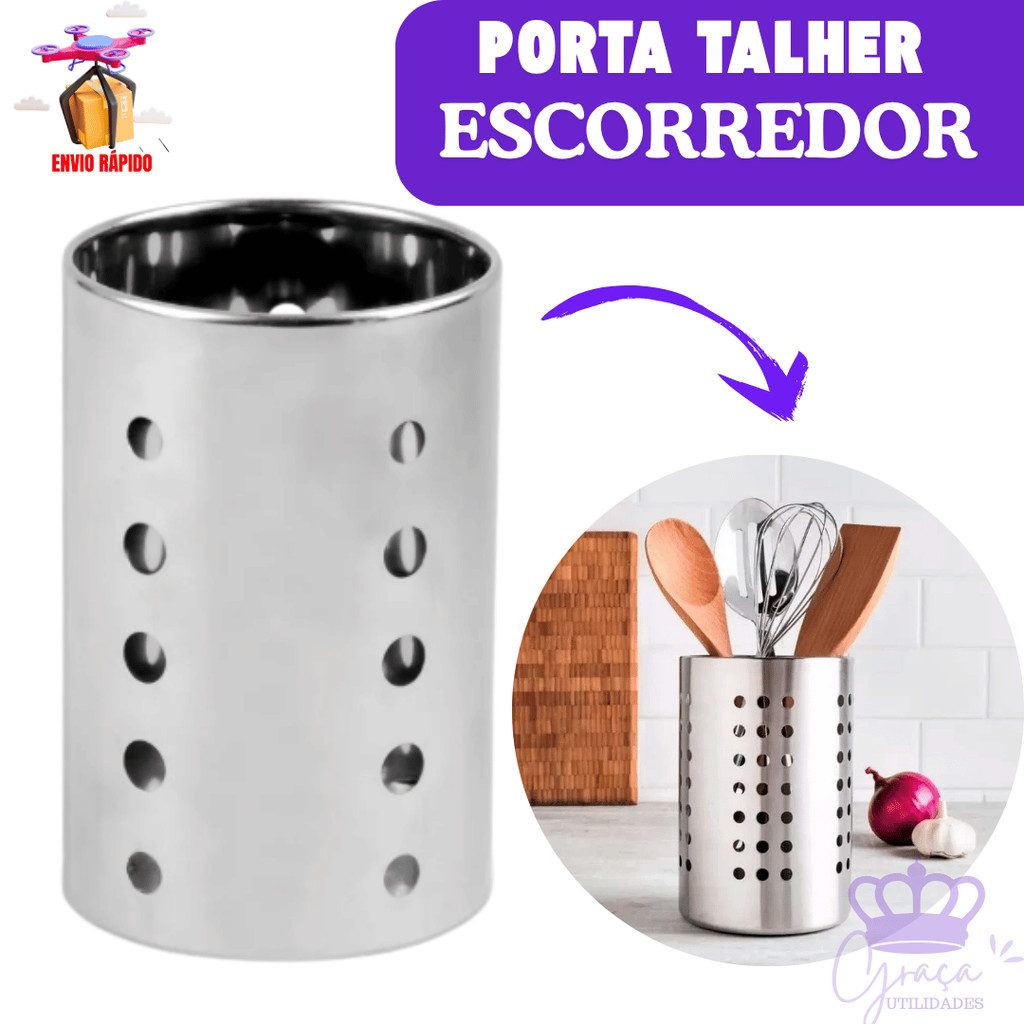 Porta Talheres Escorredor Aço Inox: Prático e Estiloso