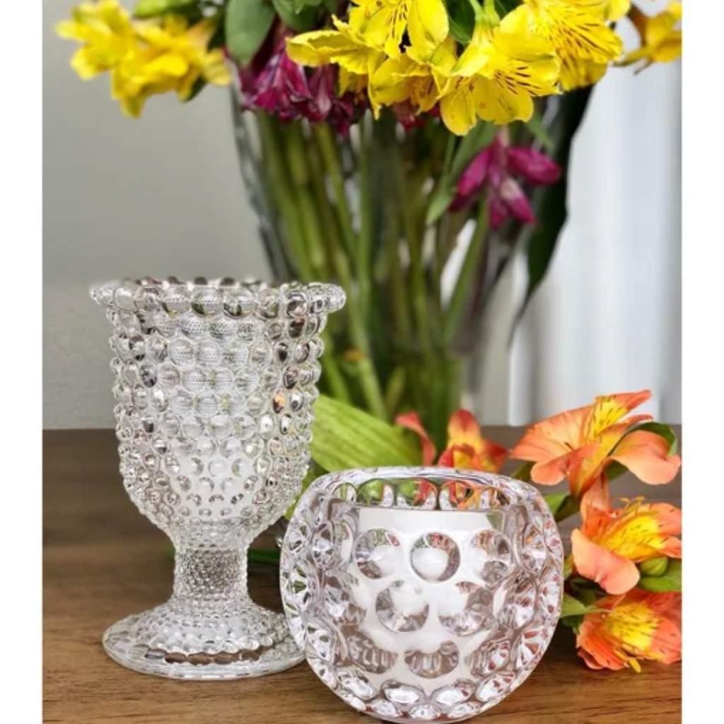 Porta Vela de Cristal Bolhas: Elegância para sua Casa