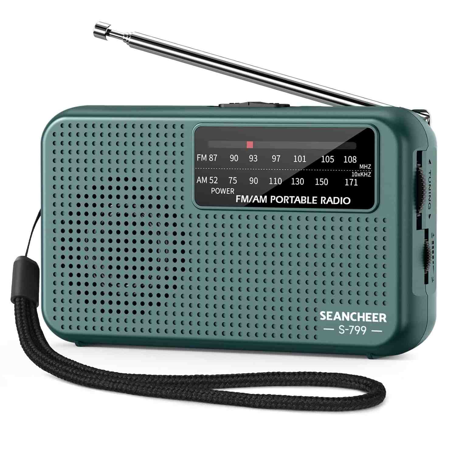 Mini Rádio SEANCHEER 799 AM/FM: Som Claro e Portabilidade Total com Bateria!