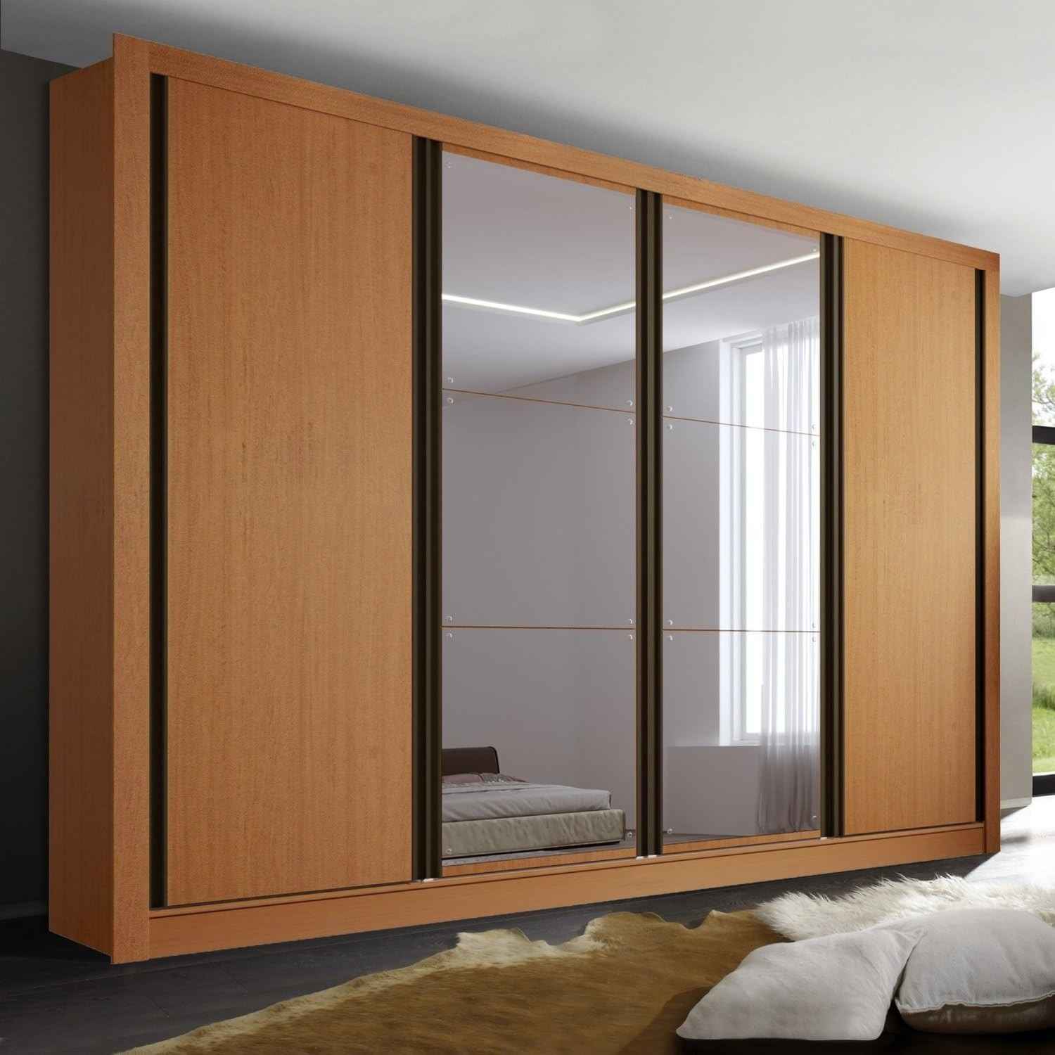 Guarda-Roupa Casal com 6 Espelhos 4 Portas Zara Espresso Móveis Carvalho - Design Sofisticado e Funcionalidade