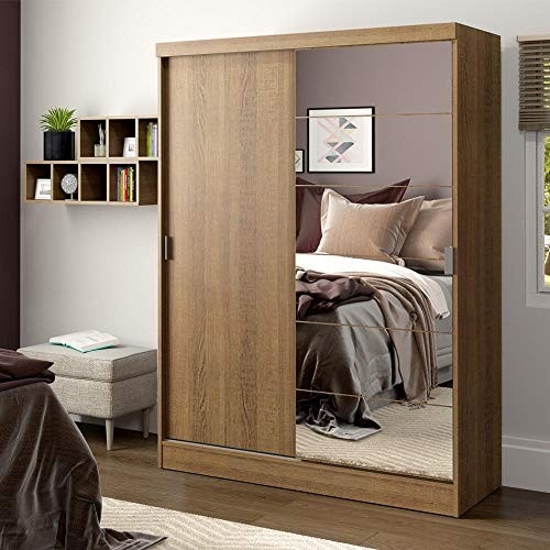 Guarda-roupa Solteiro Madesa Luke 2 Portas de Correr com Espelho Rustic - Design Moderno e Espaçoso