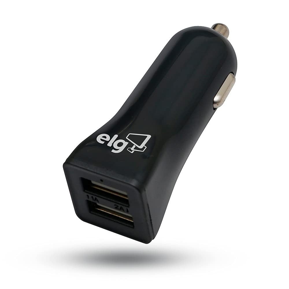 Carregador Veicular ELG CC2SPT Preto: Duas Portas USB para Carregamento Rápido e Seguro