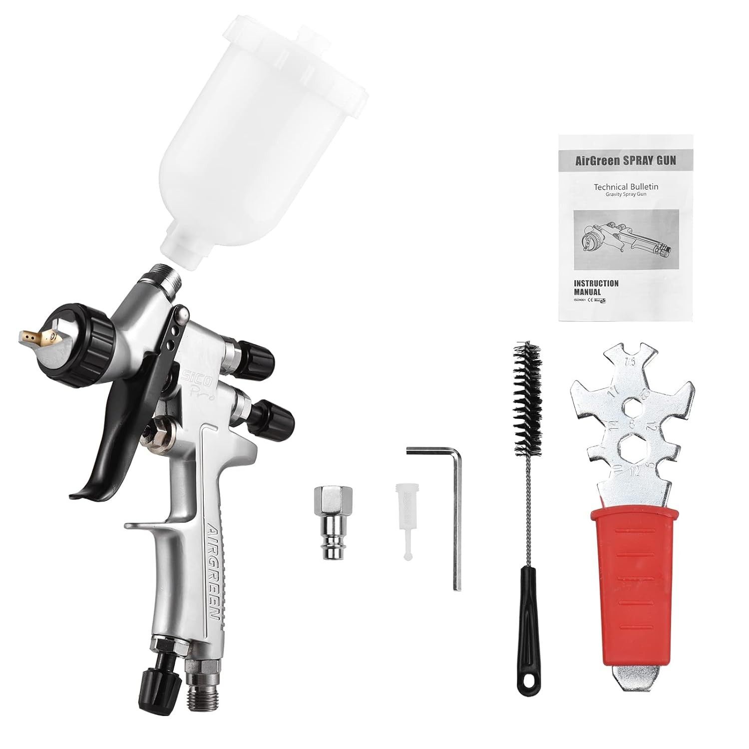 Tomshin HVLP 1.0mm - Pistola de Pulverização Portátil com 360° de Rotação