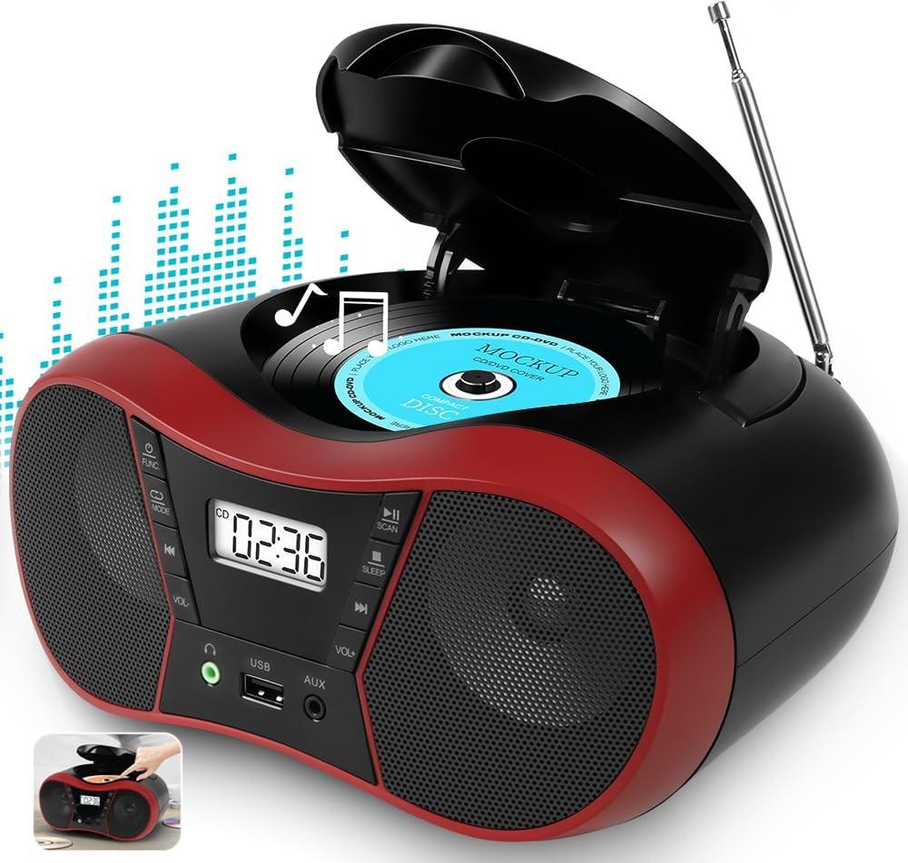 Rádio Portátil Multifuncional: CD Player, USB e Rádio AM/FM - Sua Música em Qualquer Lugar!