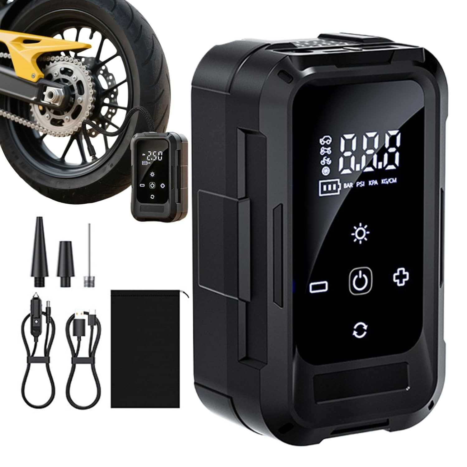 Compressor de Ar Portátil: Inflador de Pneu Automático para Carro, Moto e Mais!