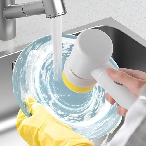 Escova de Limpeza Elétrica Portátil Recarregável – 3 Cabeças Giratórias Sem Fio para Banheiro, Pia, Fogão e Chão