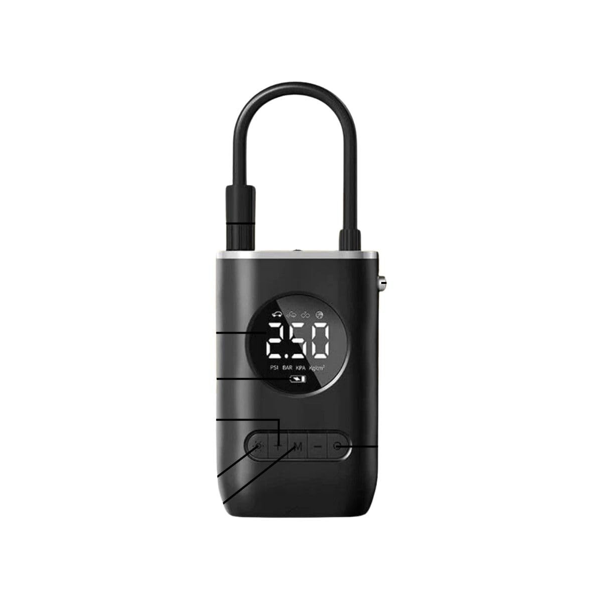 Mini Compressor Digital Tippi: Inflador Portátil e Inteligente para Pneus, Bolas e Mais!