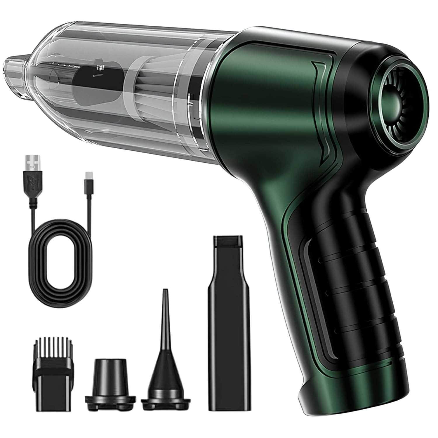 Mini Aspirador e Soprador Portátil 2 em 1: Potência e Versatilidade para Seu Dia a Dia (Verde)