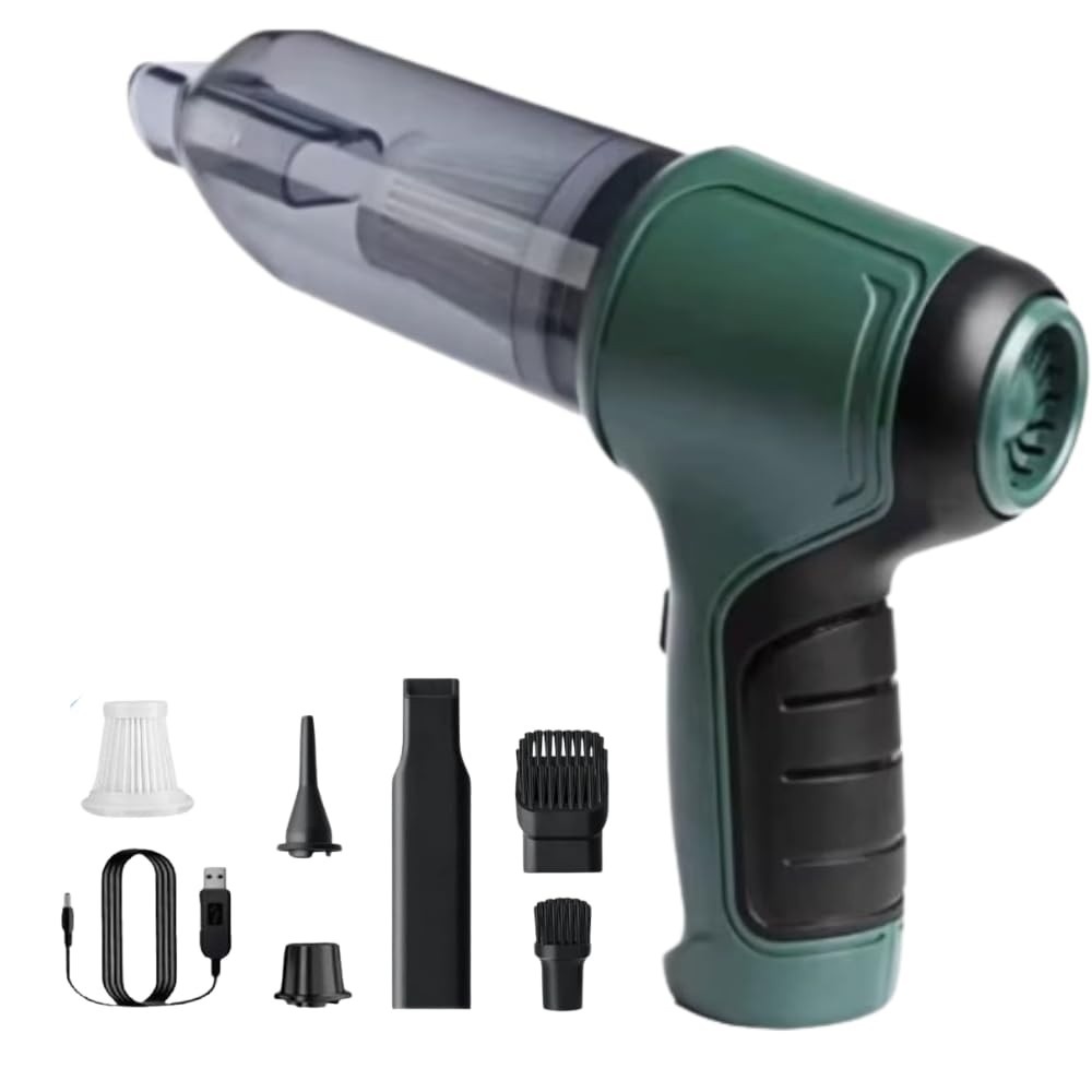 Aspirador de Pó Portátil Sem Fio 120W Verde: Limpeza Poderosa e Versátil para Seu Carro e Casa