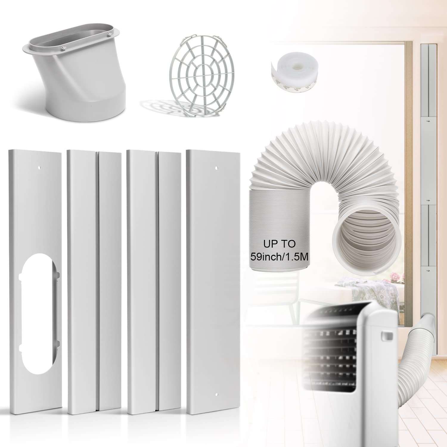 Kit de Vedação para Ar Condicionado Portátil – Mangueira 15cm, Janela Deslizante e Porta Ajustável