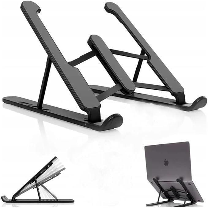 Suporte Ajustável Liga ALUMINIO para Notebook, 6 POSICOES, saida de ar, serve para notebook tablet celular qualquer eletronico, Ergonômico, Dobrável, 26 x 19 cm, Premium