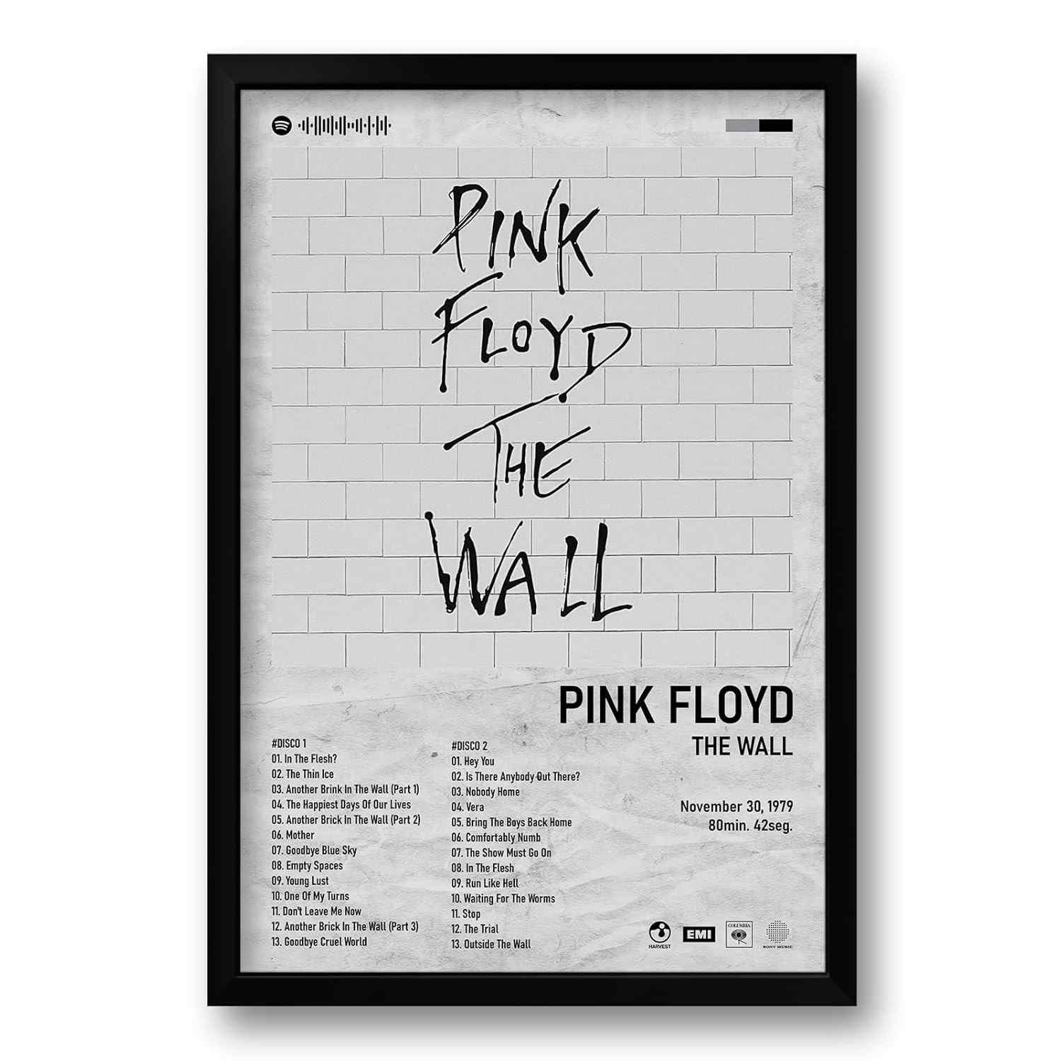 Quadro Álbum The Wall - Pink Floyd | 40x60cm | Poster Retrô Rosa com Moldura Ecológica