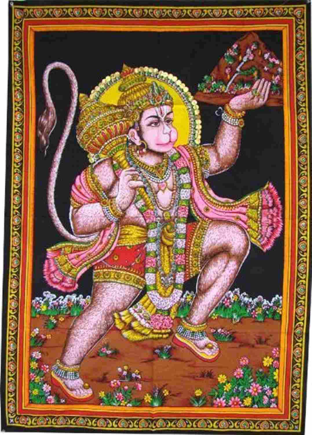 Tapeçaria de Algodão Hanuman - Pôster Decorativo 101x76cm para Parede e Yoga