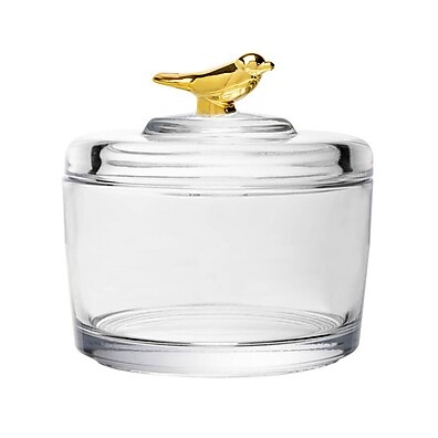 Pote de Cristal Wolff Golden Bird 7,5cm: Elegância!