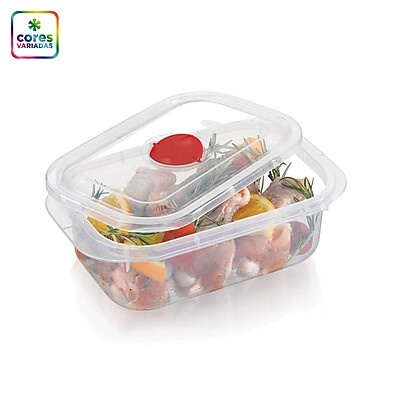 Pote Retangular Alto com Válvula 868ml – Prático e Seguro!