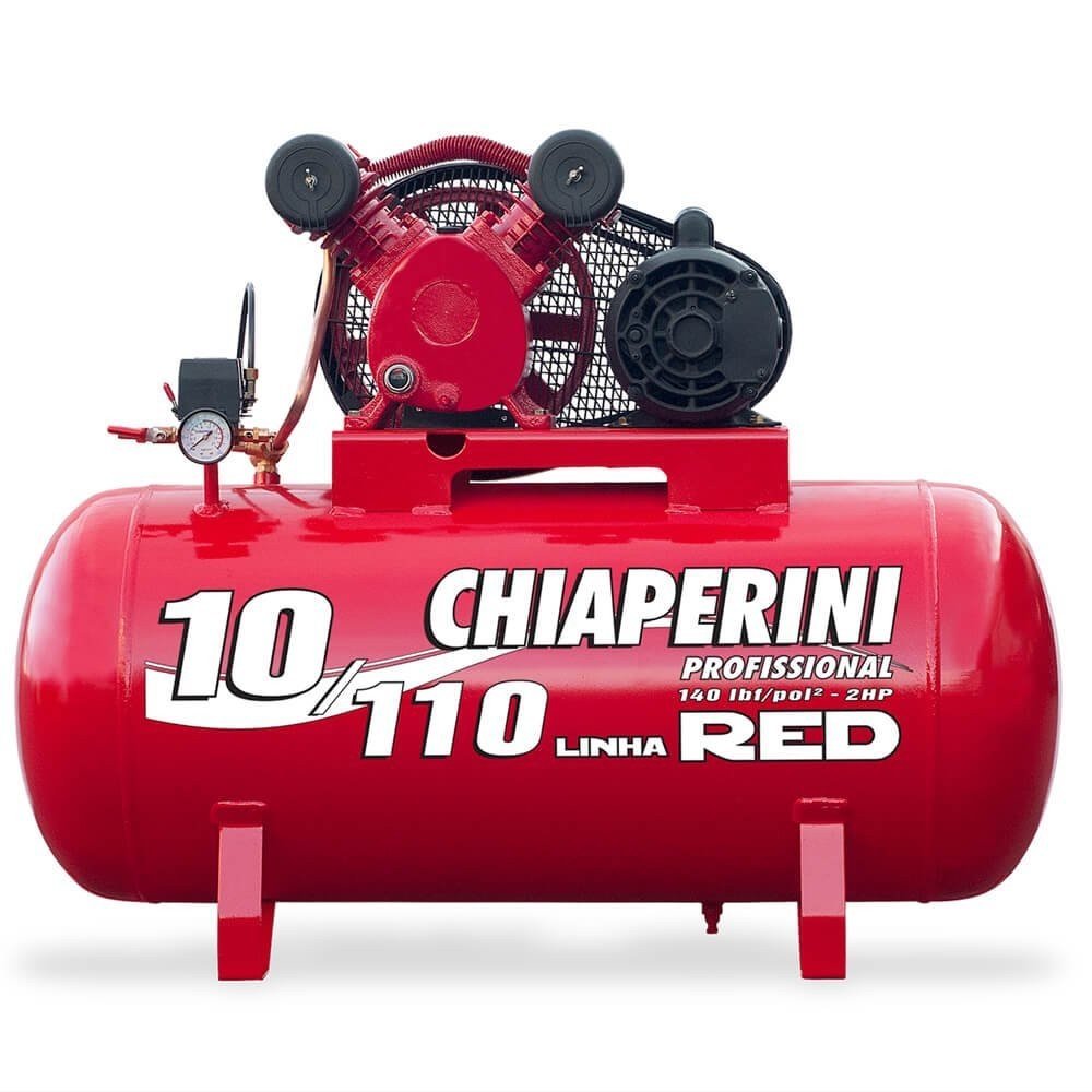 Compressor de Ar Chiaperini RED RCH 110L: Potência Profissional 2HP Monofásico 140PSI