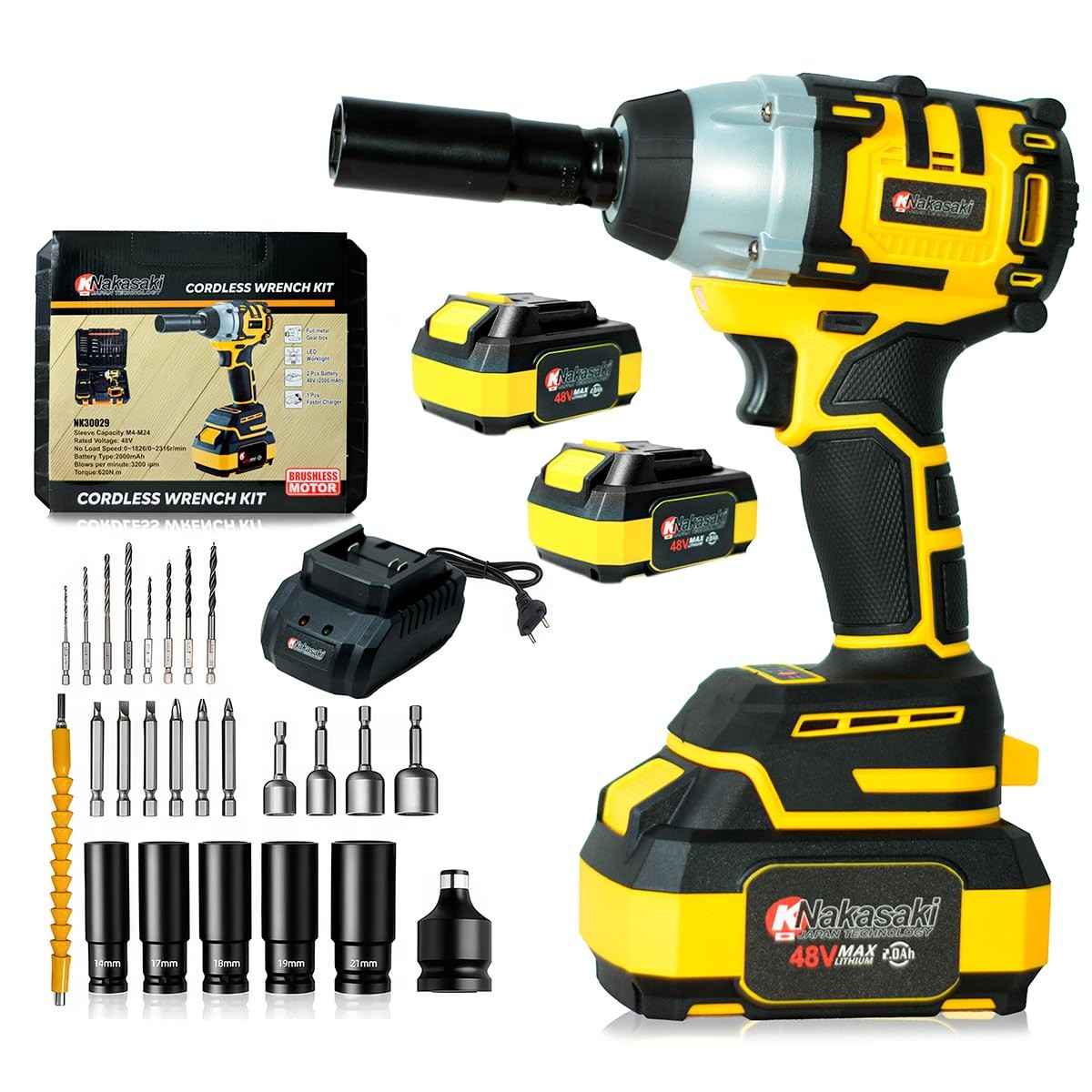 Chave de Impacto e Parafusadeira 48V Brushless Nakasaki: Potência Profissional para Seus Projetos
