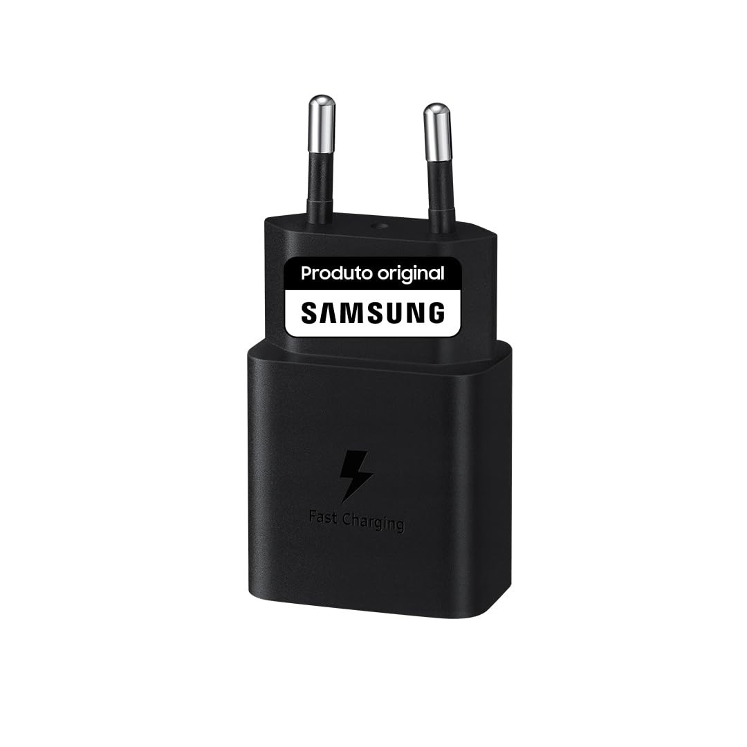 Carregador Rápido 15W USB-C Preto com Cabo: Potencialize seu Galaxy Samsung