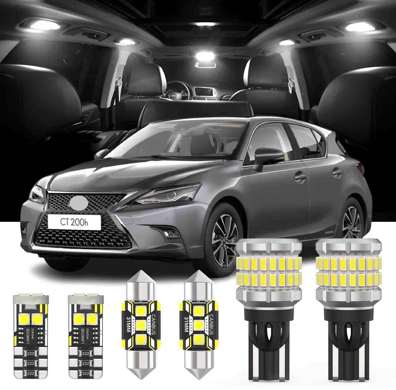 Kit Luz LED Interna 14 Peças + Ré para Nissan Rogue 2021-2023 - Iluminação Branca e Potente