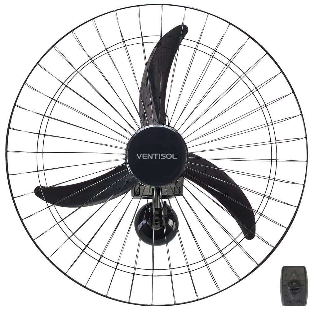 Ventilador Oscilante de Parede 60cm Ventisol Bivolt Preto - Potente Refrigeração com Design Moderno
