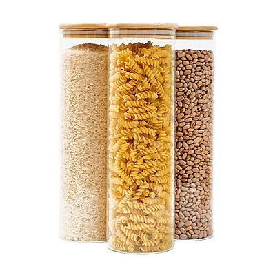 Potes de Vidro 2L com Tampa de Bambu: Organize com Estilo!