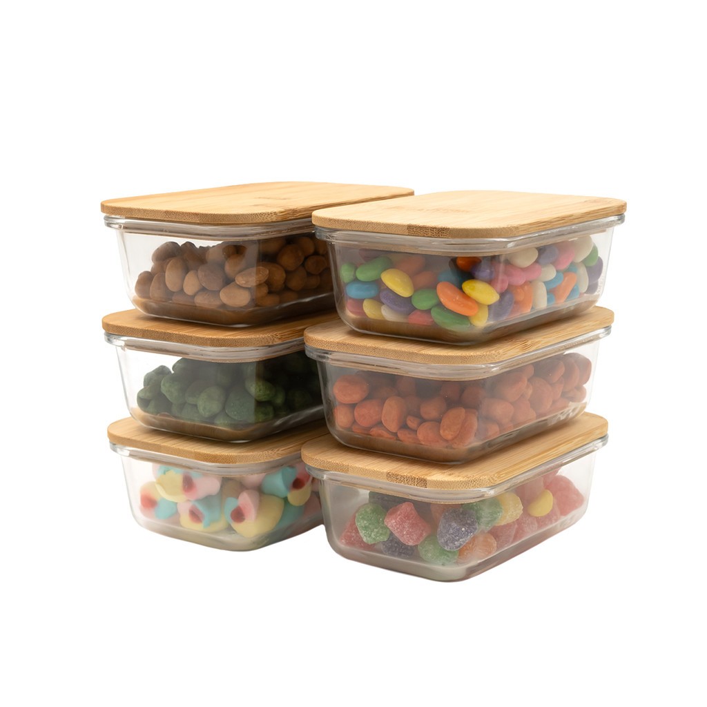 Potes de Vidro 600ml com Bambu: Organize com Estilo!