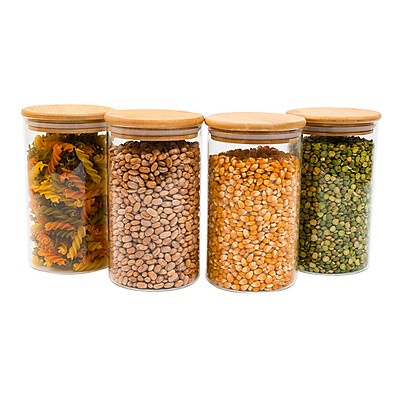 Potes de Vidro com Bambu 1,1L: Organize com Estilo!
