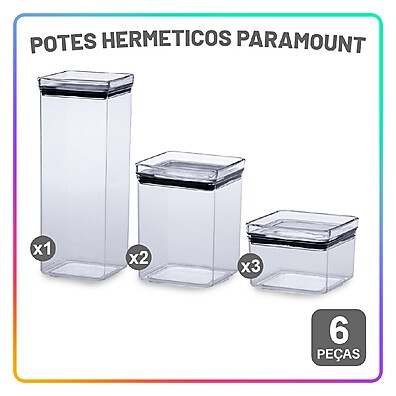 Potes Herméticos 6 Peças com Travas - Ideal para Marmitas e Mantimentos